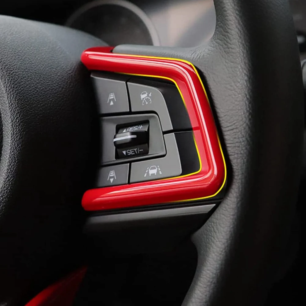 لوحة عجلة قيادة السيارة ، إطار تشذيب لسوبارو فورستر XV crossstrek Outback Impreza ، إكسسوارات داخلية ، أحمر ، 3 av