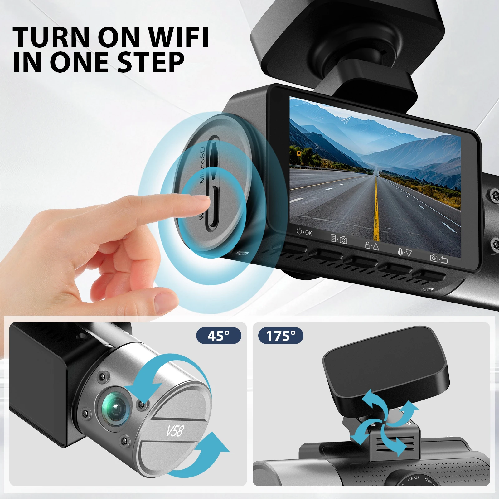 IXM678 3 Channel Dashboard Car Video Camera Wifi GPS Vehicle Black Box Super Capacitor Battery Built in Dash Cam Car Camera DVR view 4