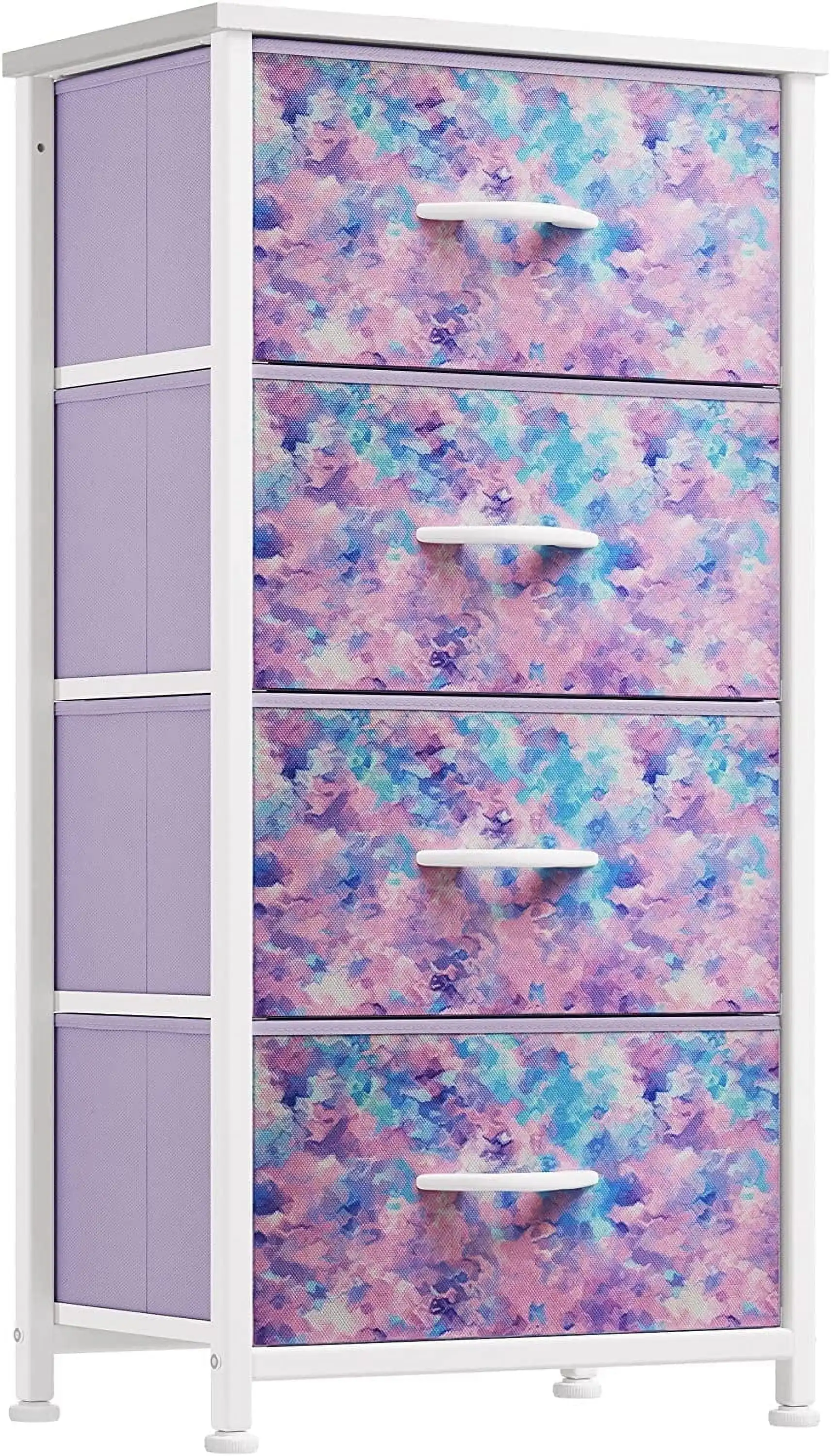 

4-Drawer Fabric Dresser, Storage Tower for Bedroom, Tie-Dye Purple