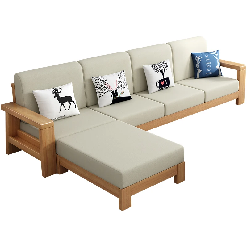 

All solid wood sofa combination, living room Chinese modern simple small apartment princess sofa, furniture guest sofa