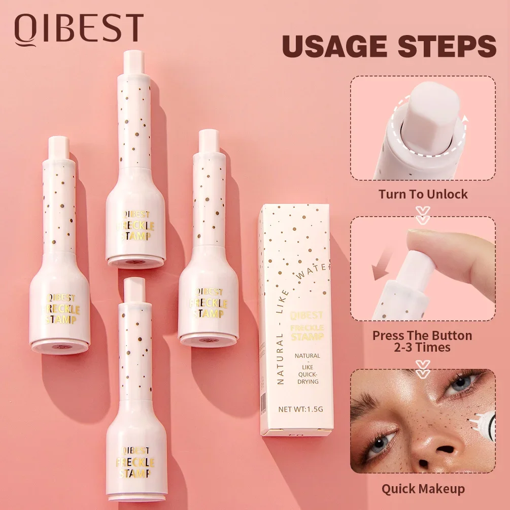 QIBEST Facial Freckle Stamp Pencil,Natural Makeup For Freckles,Dark Spots,Waterproof,Not Easy To Fade Concealer,Feminine Contour