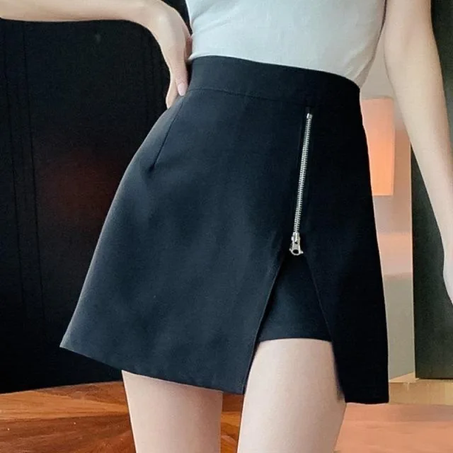 Black Slimming High Waist A-Line Shorts Women's Summer Thin Elastic Hot Pants Sexy Girl Short Pants Thin Material Base Layer ...