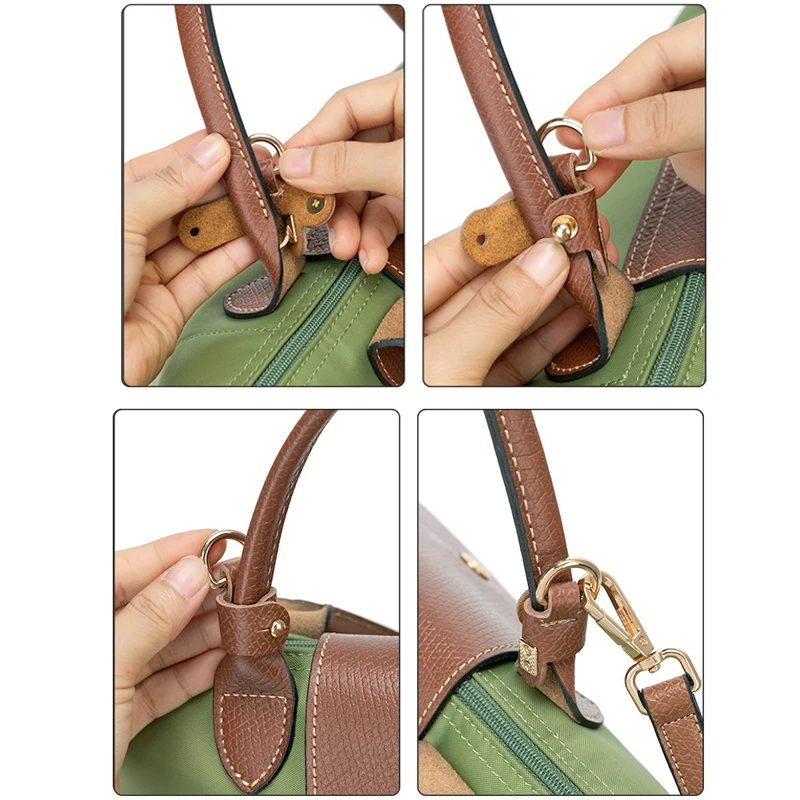 Alça de couro PU para Longchamp, acessórios de transformação, mini alças de bolsa, sem soco, fivela DIY