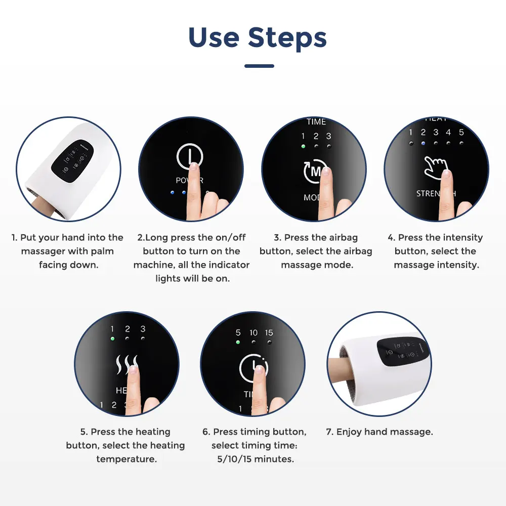 

Wireless Electric Hand Massager Air Compression Hot Compress Palm Acupoint Massager Finger Arthritis Numbness Muscle Relaxation