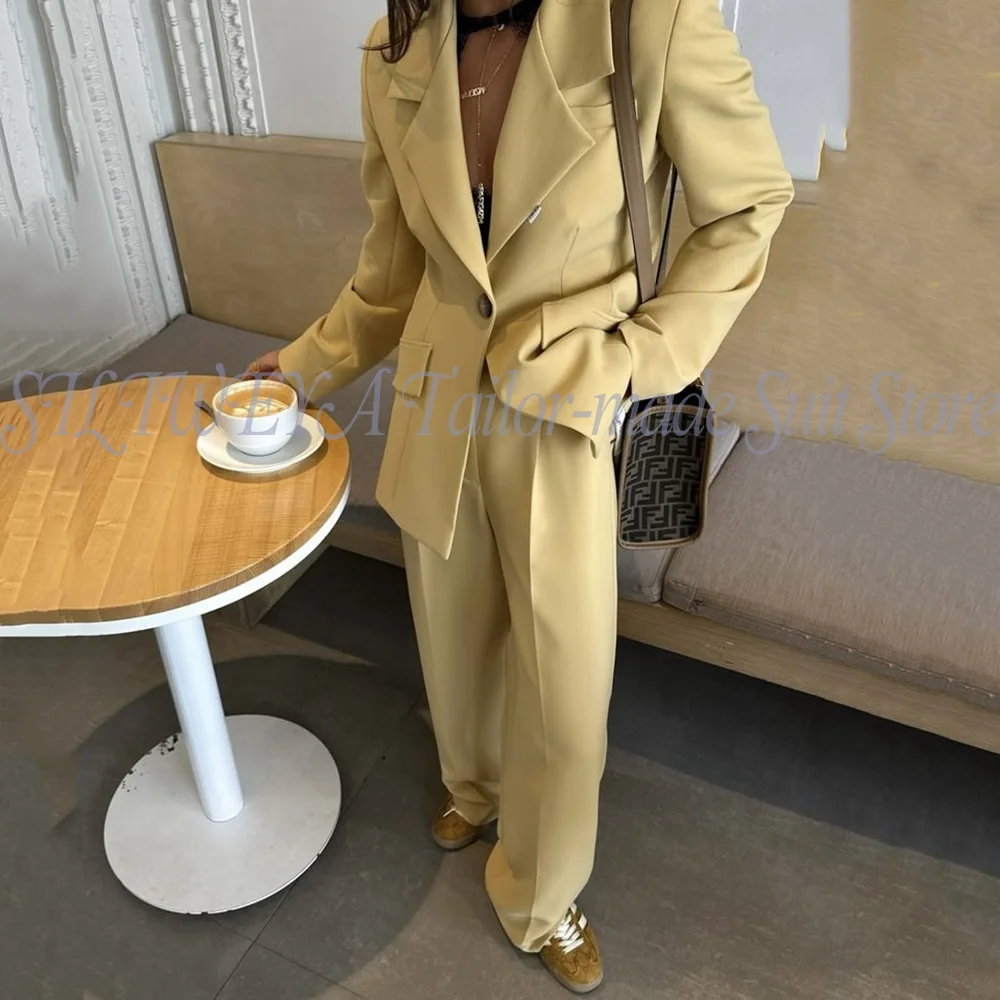 

Elegant Women Pants Suits 2 Pieces Smart Casual Peak Lapel Blazer Jacket Customized Office Lady Business Stylish Chic Outfit