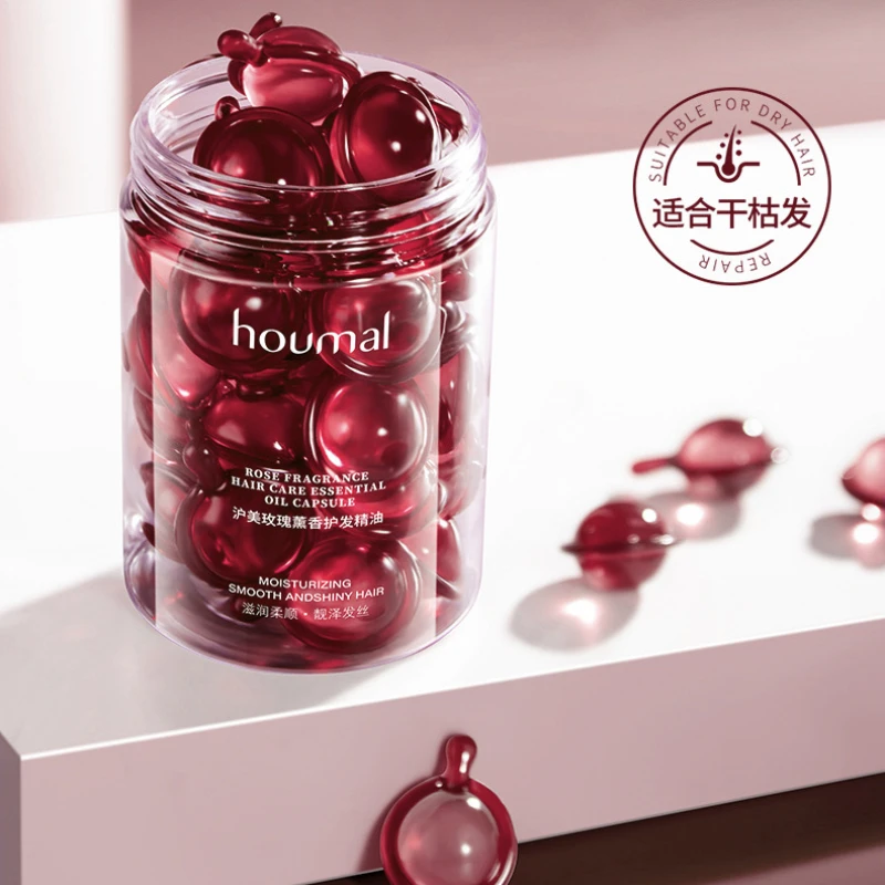 Capsules d'huile essentielle de rose pour cheveux secs souples, KerBrian Plant Complex, réparation des cheveux secs et abîmés, essence de réparation des cheveux féminins, 30 pièces