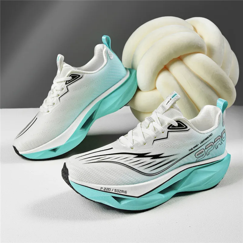 

Осень 2023, новые мужские и женские дышащие кроссовки для бега, амортизирующие спортивные кроссовки из карбоновой пластины с полной ладонью