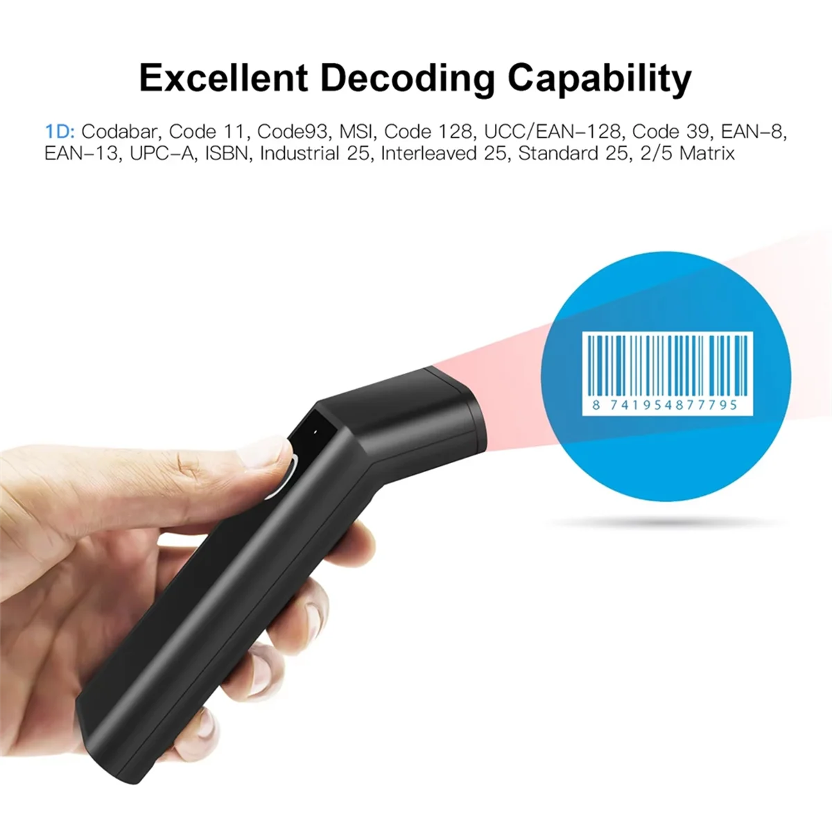 A14M  Barcode Scanner Handheld 2D/QR Bar Code Reader BT and 2.4G Wireless USB Wired Connection with Charging Scanner 2D