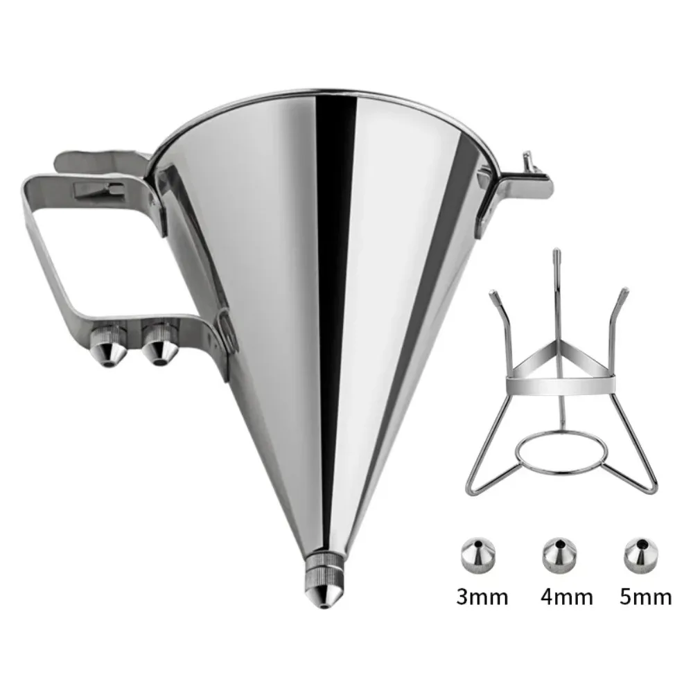 304 Stainless Steel Batter Dispenser, Octopus Balls Baker Tool with Rack for Pancake Cupcake Waffle, Kitchen Cooking Cup