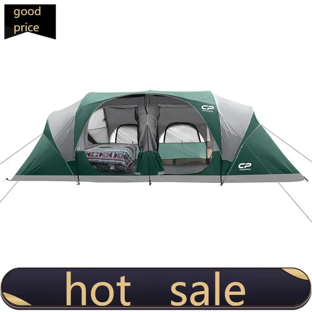 

Популярная семейная палатка для кемпинга на 12 человек, 3 комнаты, водонепроницаемая и ветрозащитная, 6 сетчатых окон, двойная конструкция.