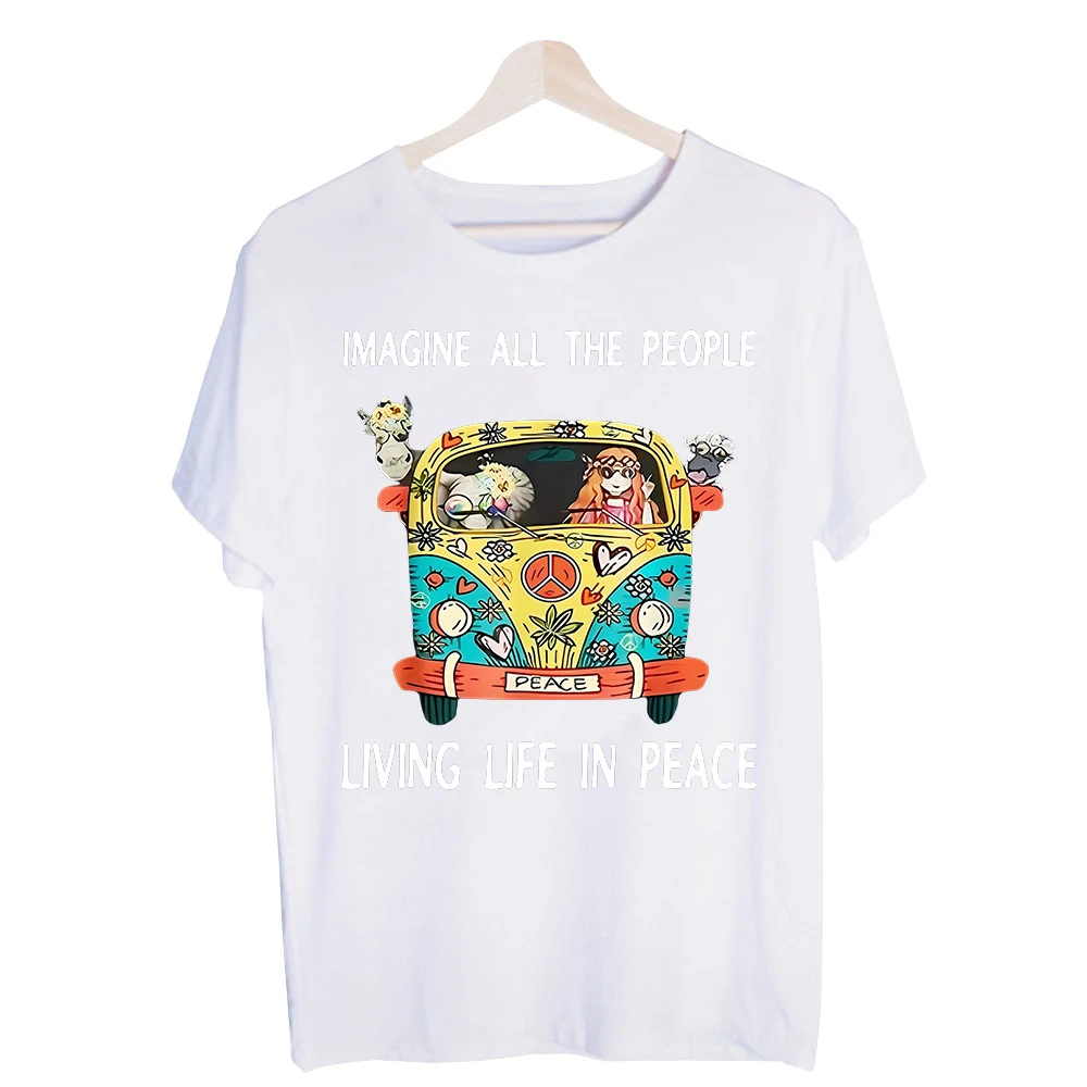 Men's Hippie Van and Peace Sign Graphic Tee, Short Sleeve Crew Neck T-Shirt for Casual Summer and Festival Outfits