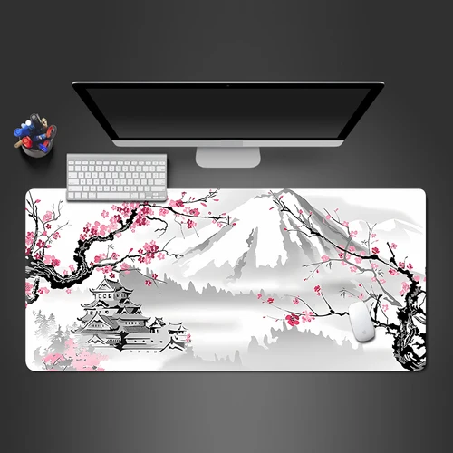 Alfombrilla de ratón de flor de cerezo Sakura, alfombrilla de ratón japonesa para juegos en casa, alfombrilla para teclado XXL, alfombra de oficina, alfombrilla para ratón portátil, accesorio de escritorio