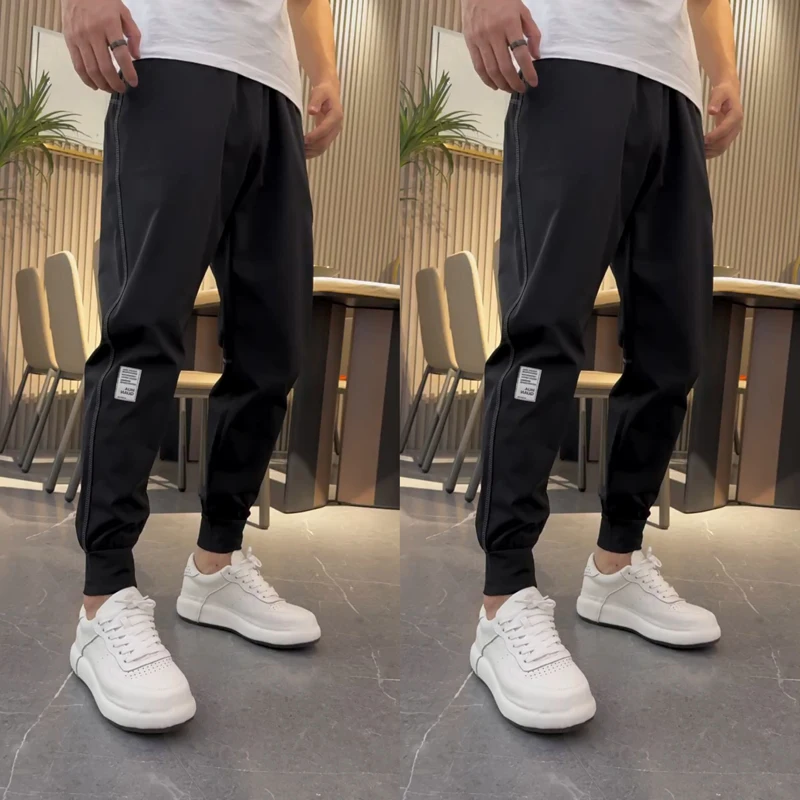 

ACMEOSTUDO Мужские модные летние тонкие повседневные свободные брюки из молочного шелка, зауженные, длинные, тонкие, 2024