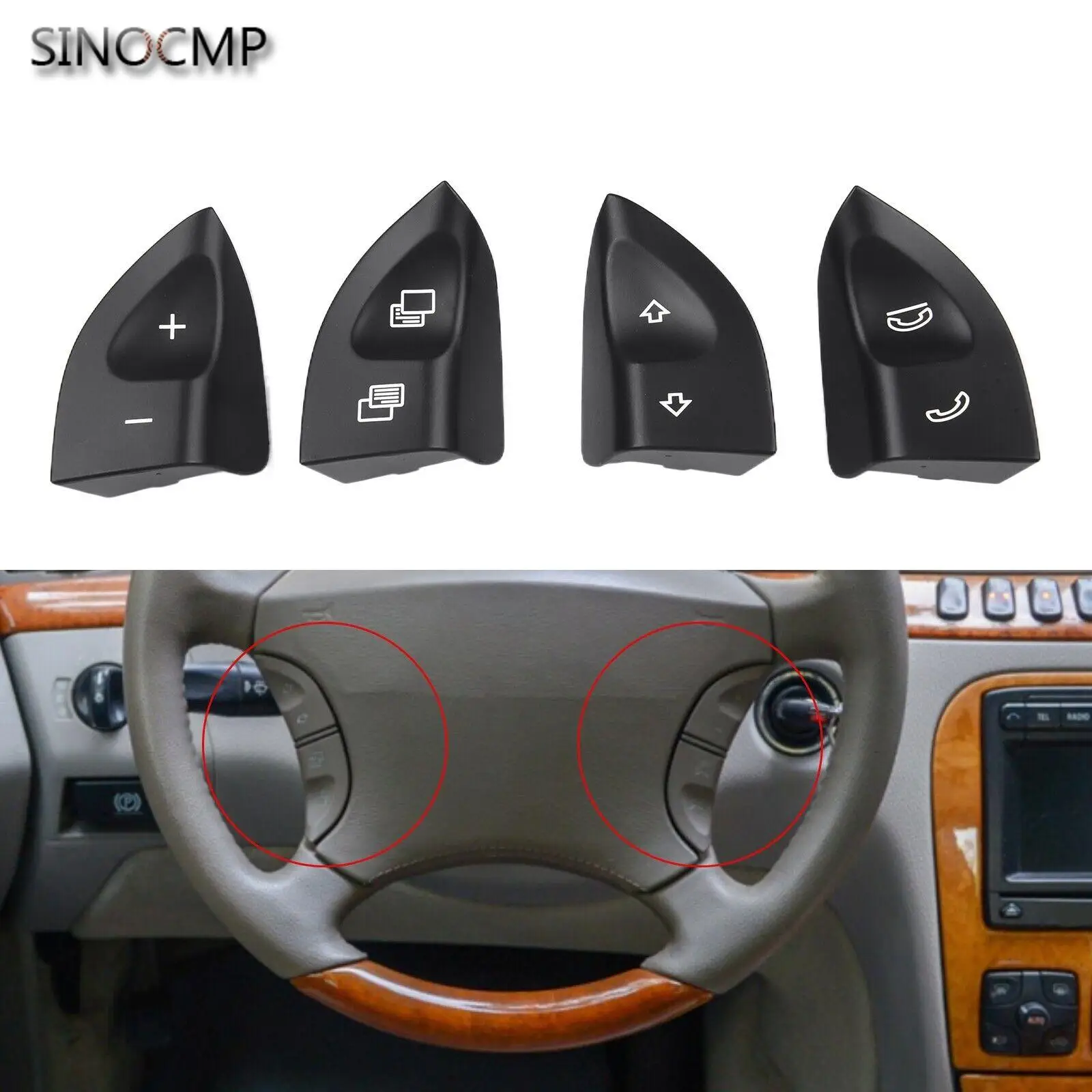 

1Set Button Switch Cover Steering Wheel Control 2208210679 For Mercedes W220 W215 Steering Wheel Switch Button Cover Replacement