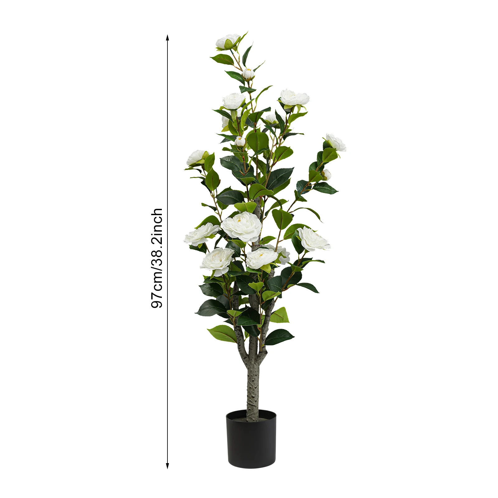 

2Pack Artificial Faux Tea Rose Plant for Modern Home, Office & Living Room Floor Decor, Simulated Tea Rose Tree