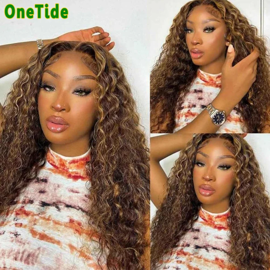 Highlight P4/27 Colored Deep Wave Frontal Wig Colored 13x4 Lace Front Human Hair Wigs for Women Transparent Lace Frontal Wig