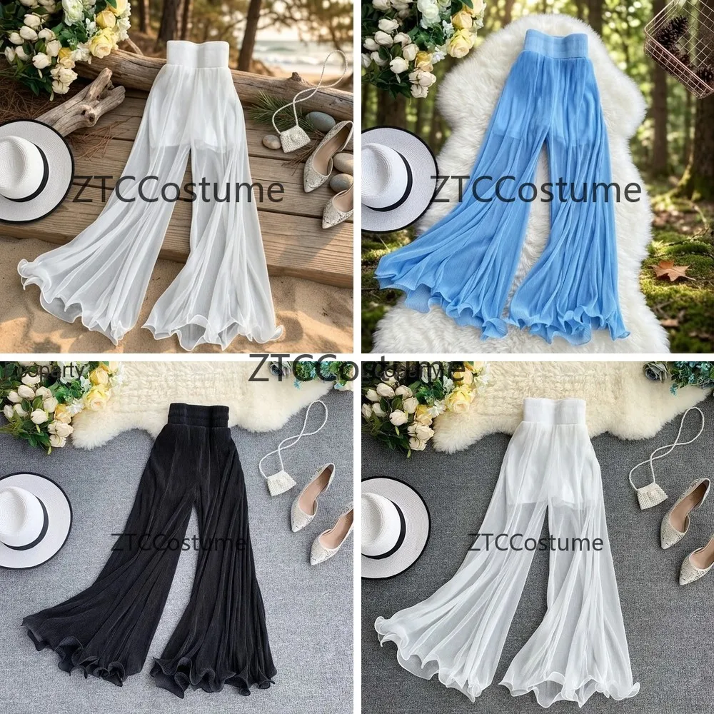 

Cosplay Wide Leg Pants Women High Waist Loose Pleated Trousers Elegant Streetwear Casual Fashion Pop Summer Bottoms