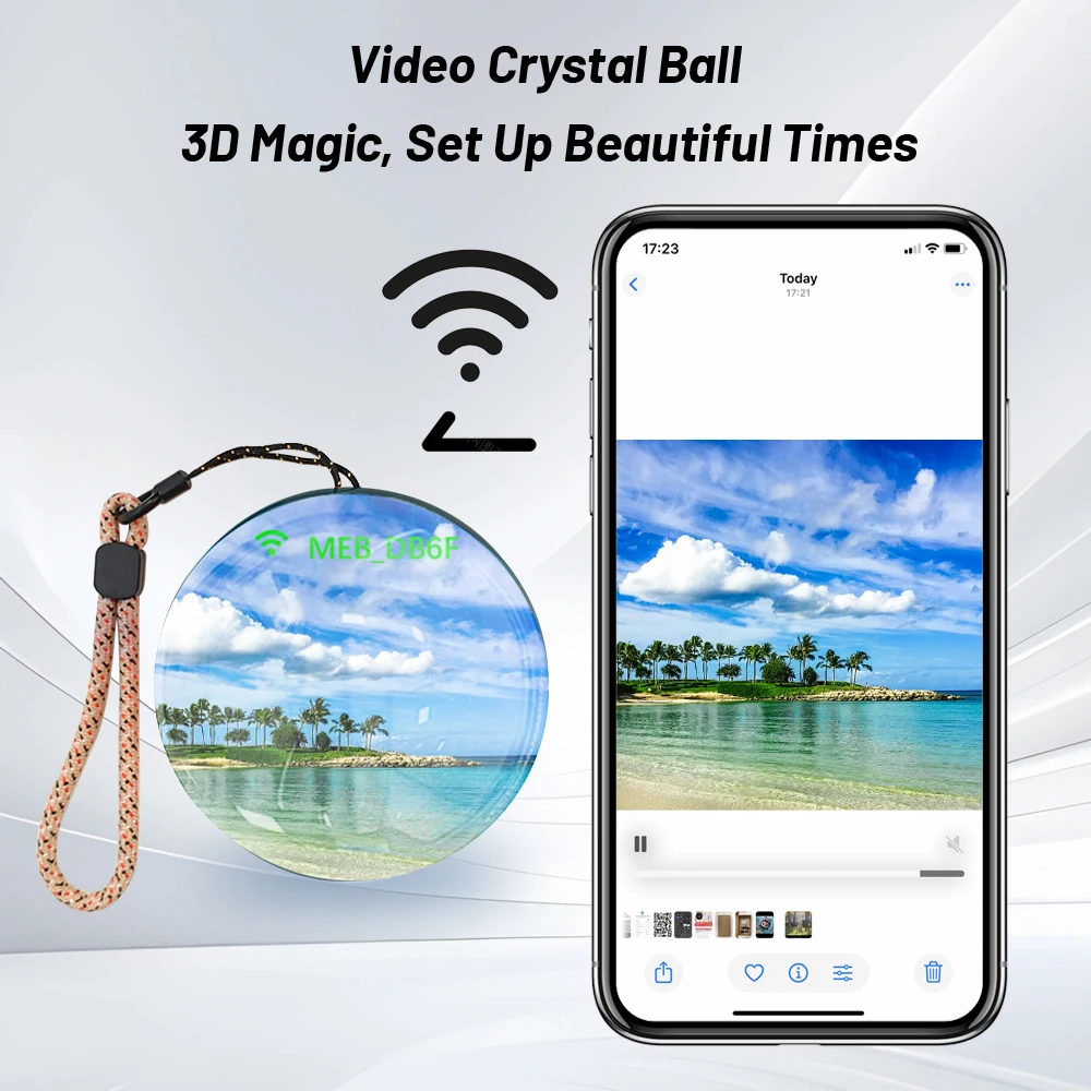 KEPIFO-Bola de cristal 3D, álbum de fotos y vídeo Digital, bricolaje, pantalla de vídeo, bola de cristal con pantalla electrónica, regalo de Halloween