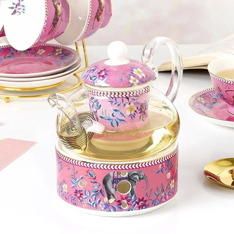 

Ceramic tea set Bone China tableware glass tea pot with filter and Warmer Ceramic Coffee and Tea Cup for Gifts item