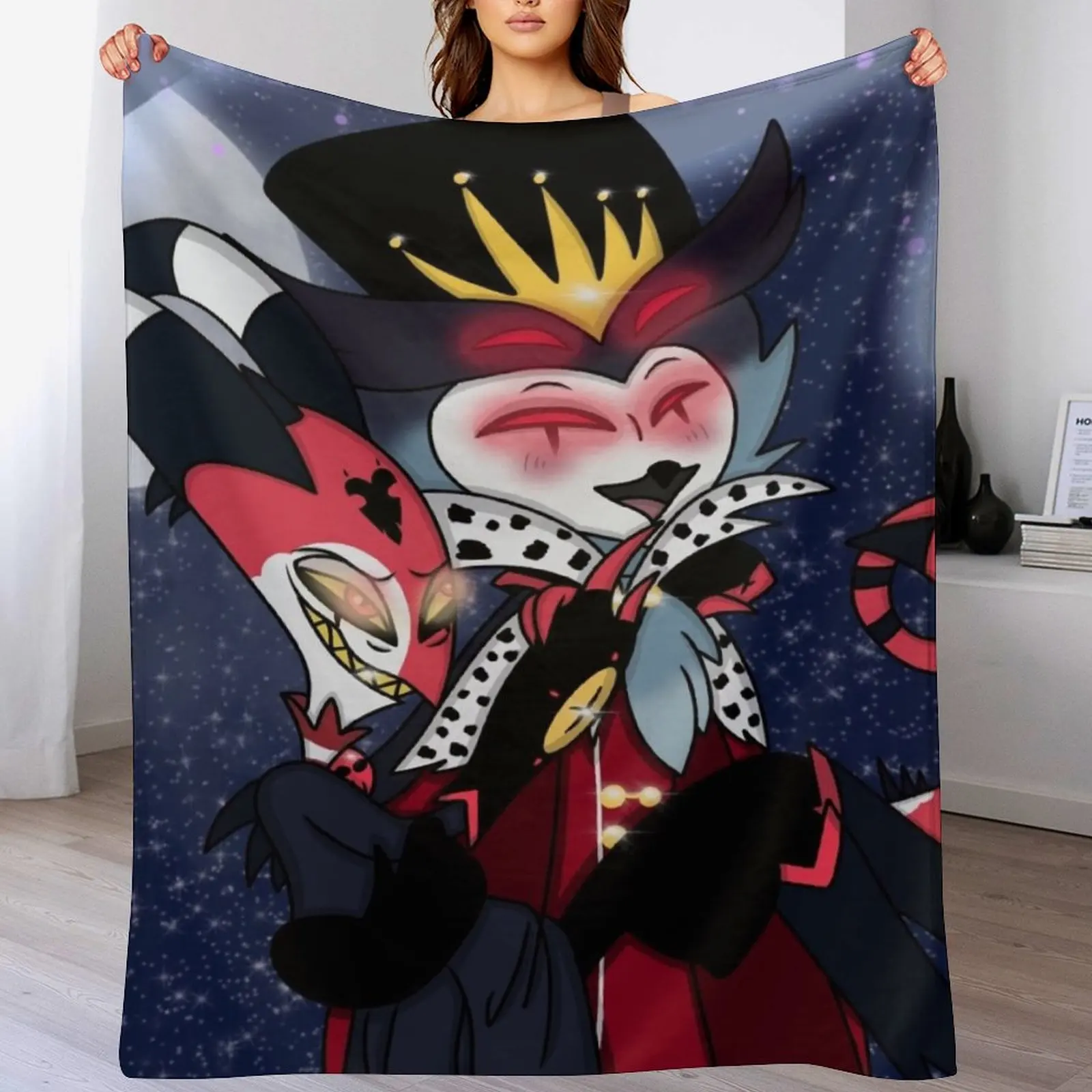 

Helluva Boss (Blitzo X Stolas) Throw Blanket Extra Large Throw Designers blankets ands Blankets