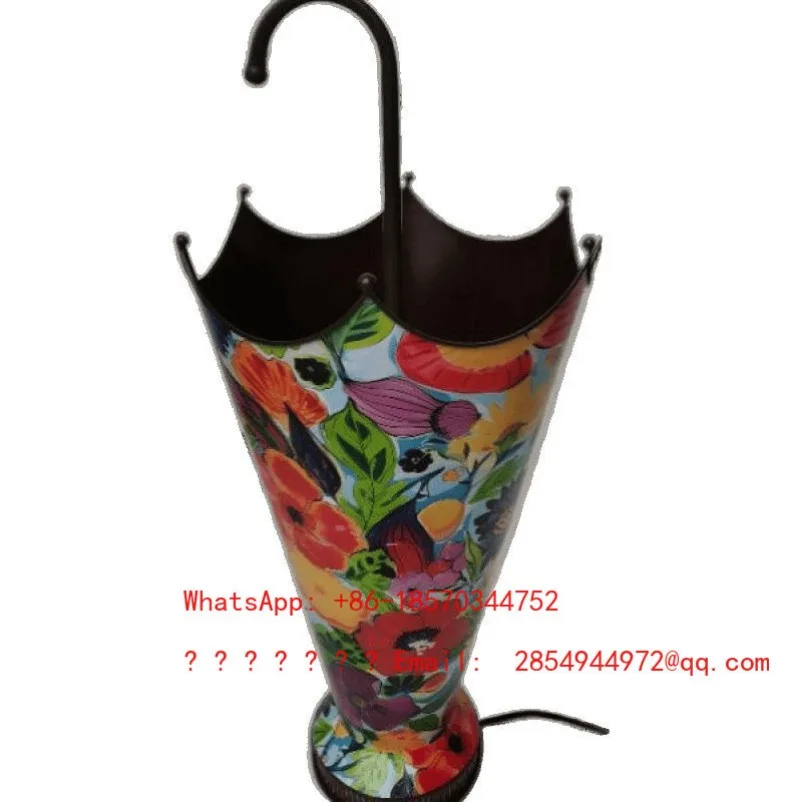 L Large Capacity Umbrella Storage Rack Drain Rack At The Entrance of The Entrance Vintage Printed Umbrella Bucket view 4