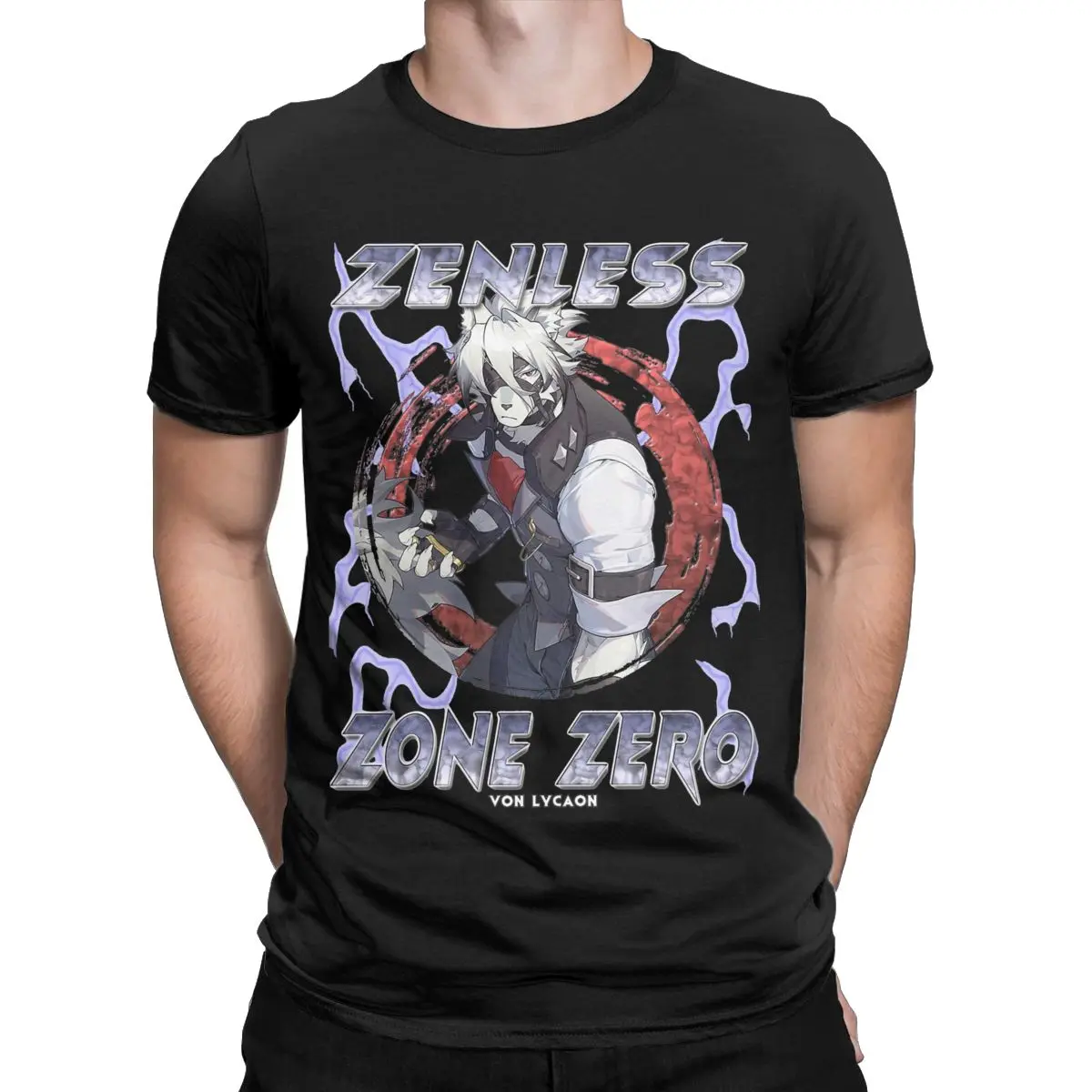 Vintage Zenless Zone Zero Von Lycaon T-Shirts for Men Crew Neck 100% Cotton T Shirt Short Sleeve Tee Shirt Unique Clothing