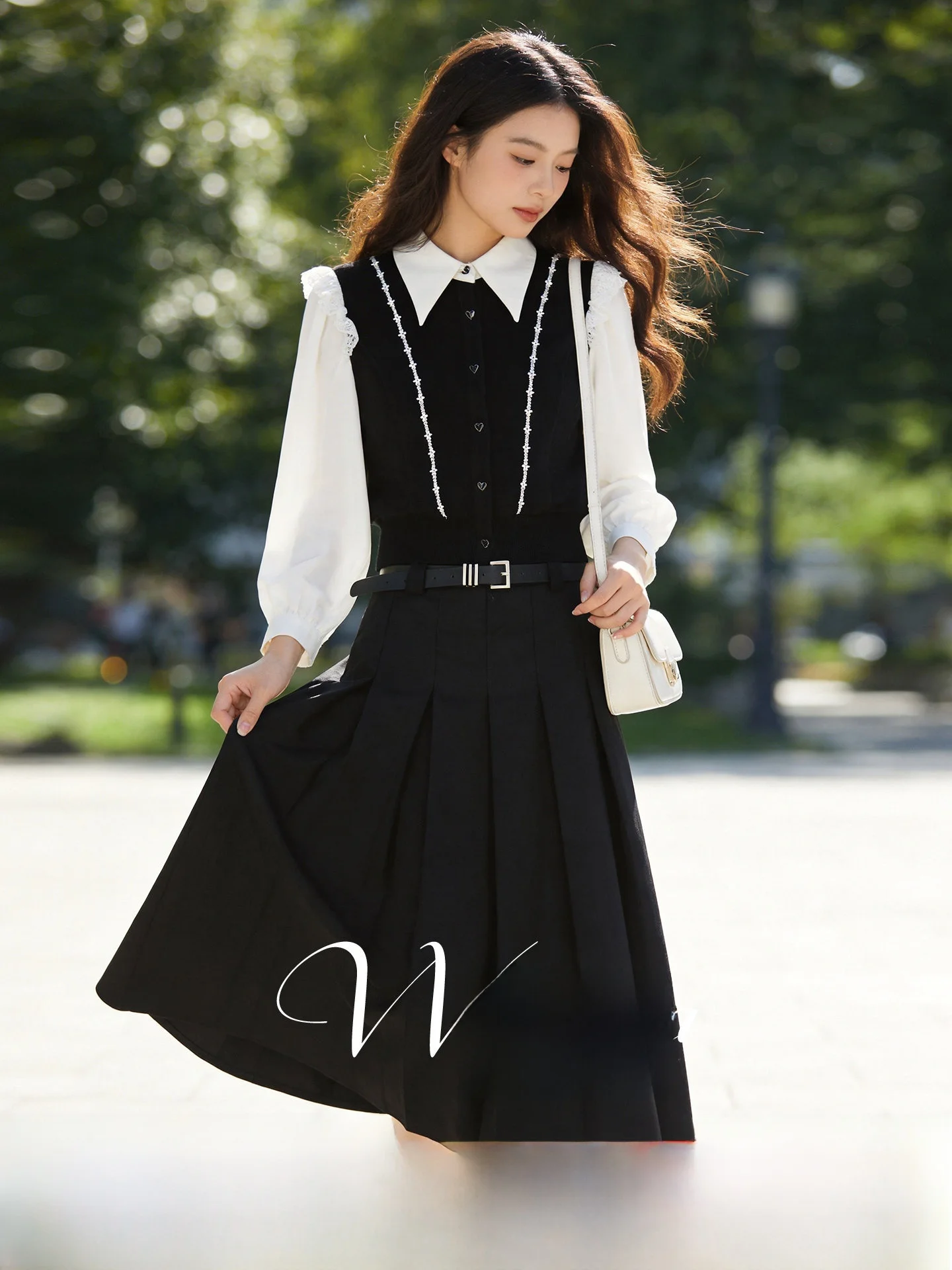 

plus Size Slimming Women's Faion Set Spring 2026 Long Sve Patchwork Design Sense Top f Skirt Polyester Spandex Blend