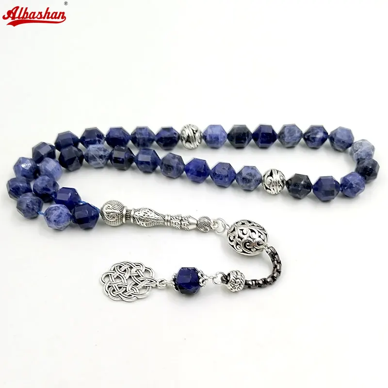 

ALBASHAN Natural Sodalite stone Tasbih Muslim PRAYER BEADS blue stone misbaha islamic eid gift arabic accessories on hand