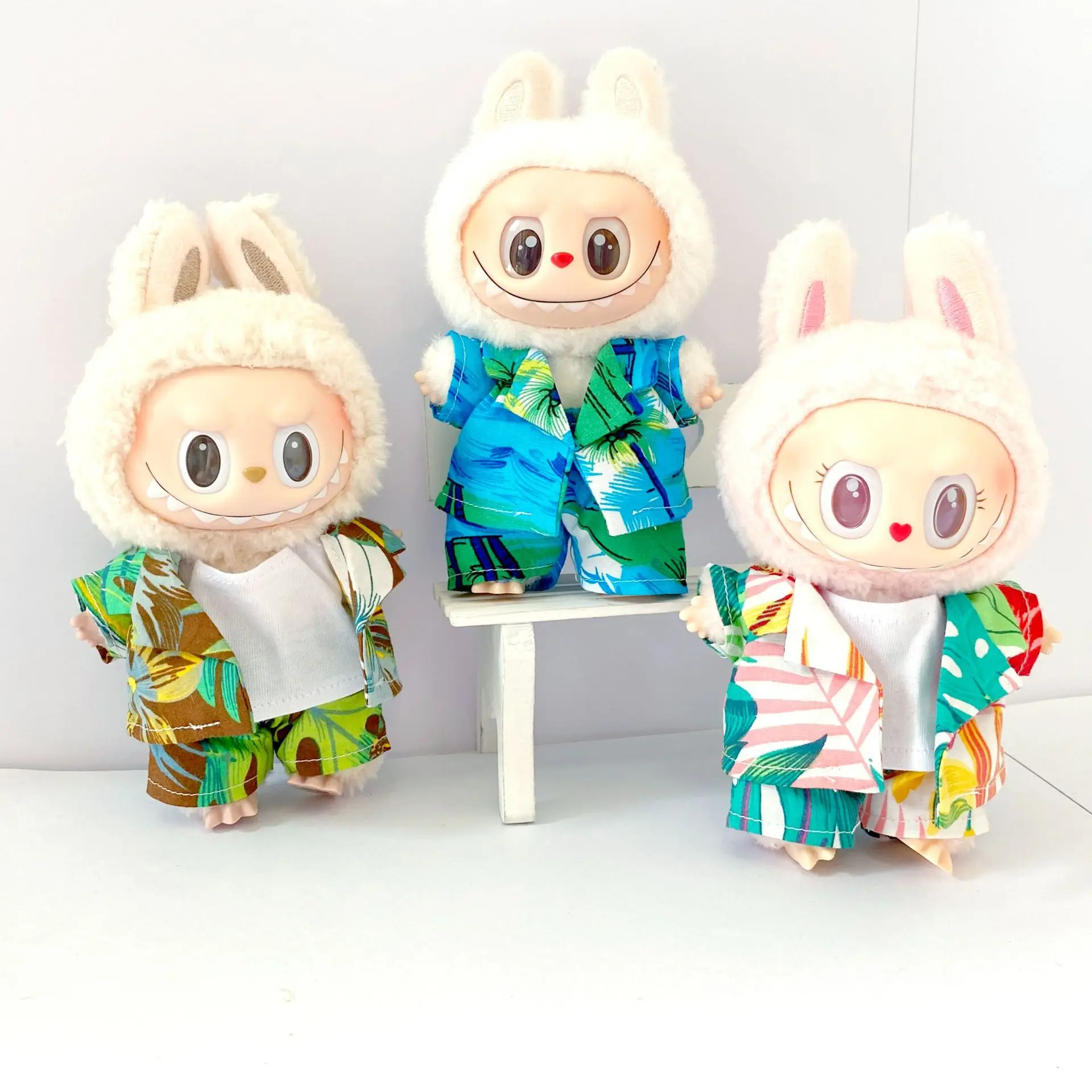 

Labubu Doll Clothing Hawaiian Beach Wear Pants Set DIY Accessories 15-17cm Clothes Toy Gift For Girl Kid Friend