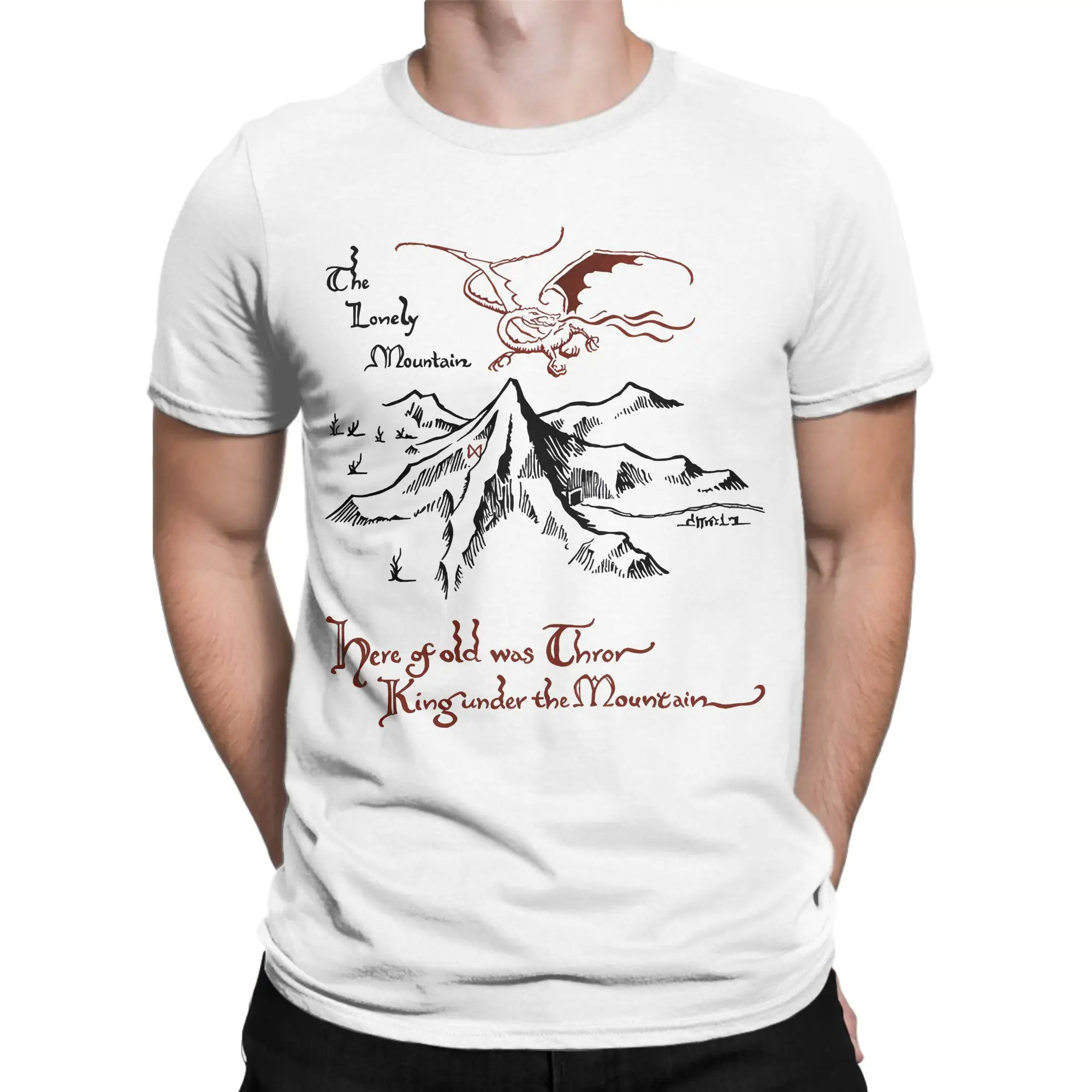 The Lonely Mountain T Shirts Men Women Pure Cotton Humorous T-Shirts Crewneck L-Lords R-Rings Tees Short Sleeve Clothing