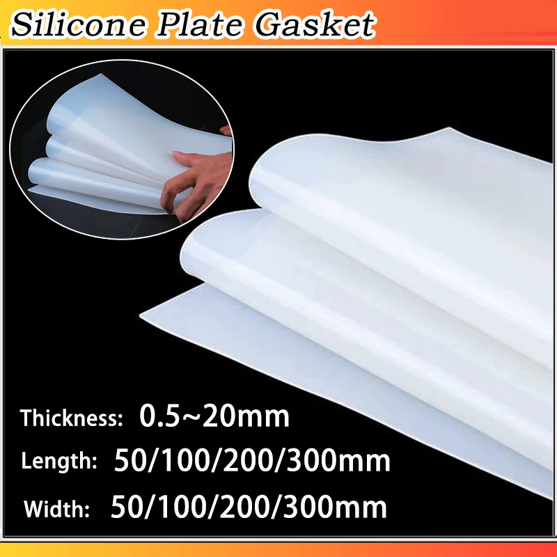 

1PCS Translucent Silicone Rubber Gasket Width: 50~300mm Length:50~300mm Thickness:0.5~20mm Sheet Silicone Rubber Board