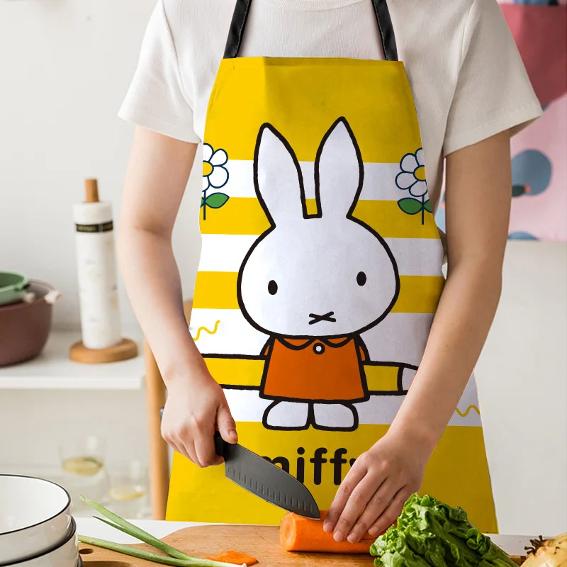 ​​Miffy Kawaii Kitchen Apron Waterproof Spill-Proof Apron Cartoon Printed for Cooking/Crafting/Housework Fashion Work Clothes