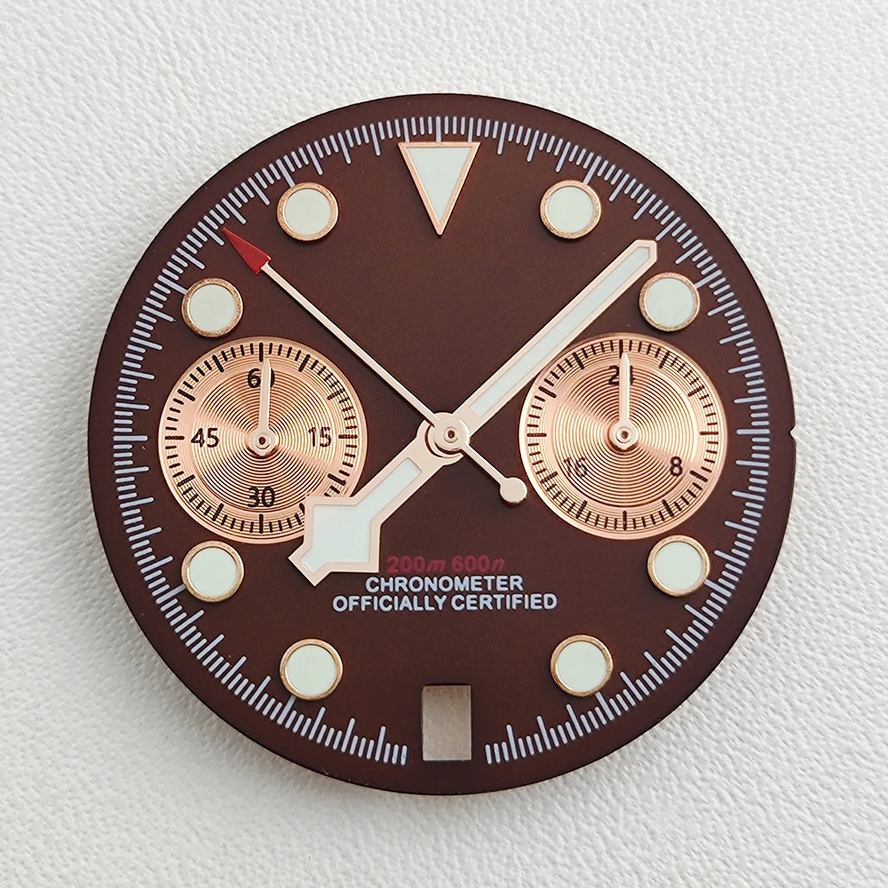 VK64 Chronograph Dial 29.5mm S logo dial Panda Green Lume Fit VK64 Date at 6 O'clock Quartz Movement Watch Accessories