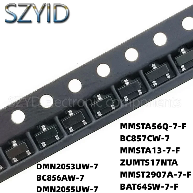 100PCS SOT323  DMN2053UW-7 BC856AW-7 DMN2055UW-7 MMSTA56Q-7-F BC857CW-7 MMSTA13-7-F ZUMTS17NTA  MMST2907A-7-F BAT64SW-7-F