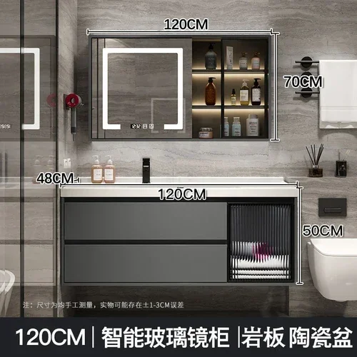 

Ceramic Whole Washbin Bathroom Cabinet Combination Bathroom Washbasin Wash Basin Light Luxury Washstand Set Modern Minimali