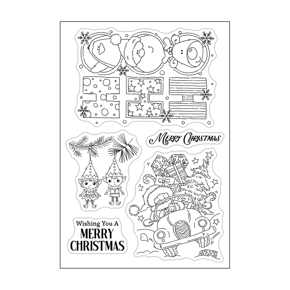 Santu Claus with Gifts Metal Cutting Dies Clear Stamps Merry Christmas HOHOHO for DIY Scrapbooking Paper Cards Craft 2023