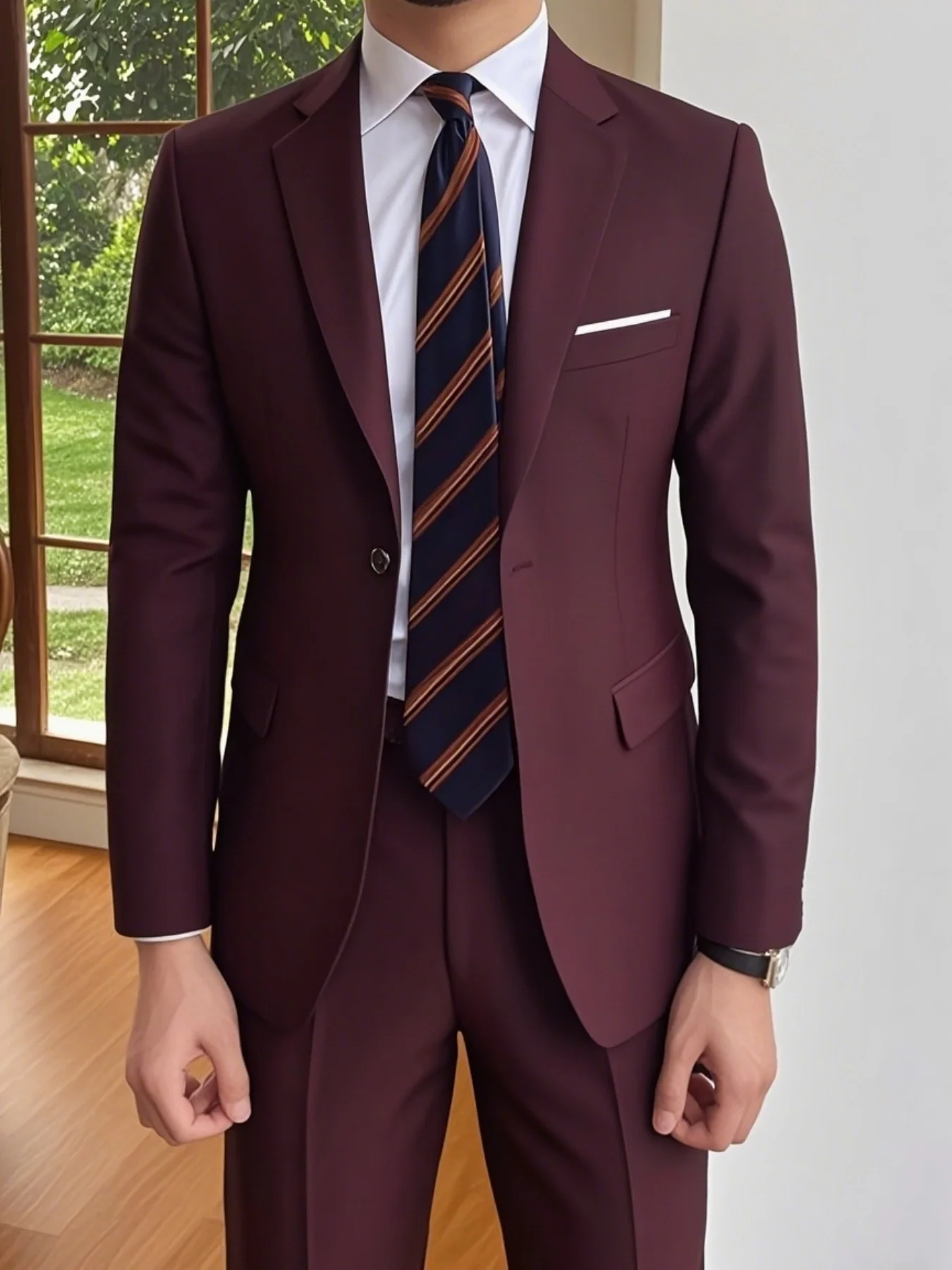 

2pcs Men's Wedding & Banquet Suit Set, Jacket And Trousers, Elegant Attire for Groom, Party And Prom