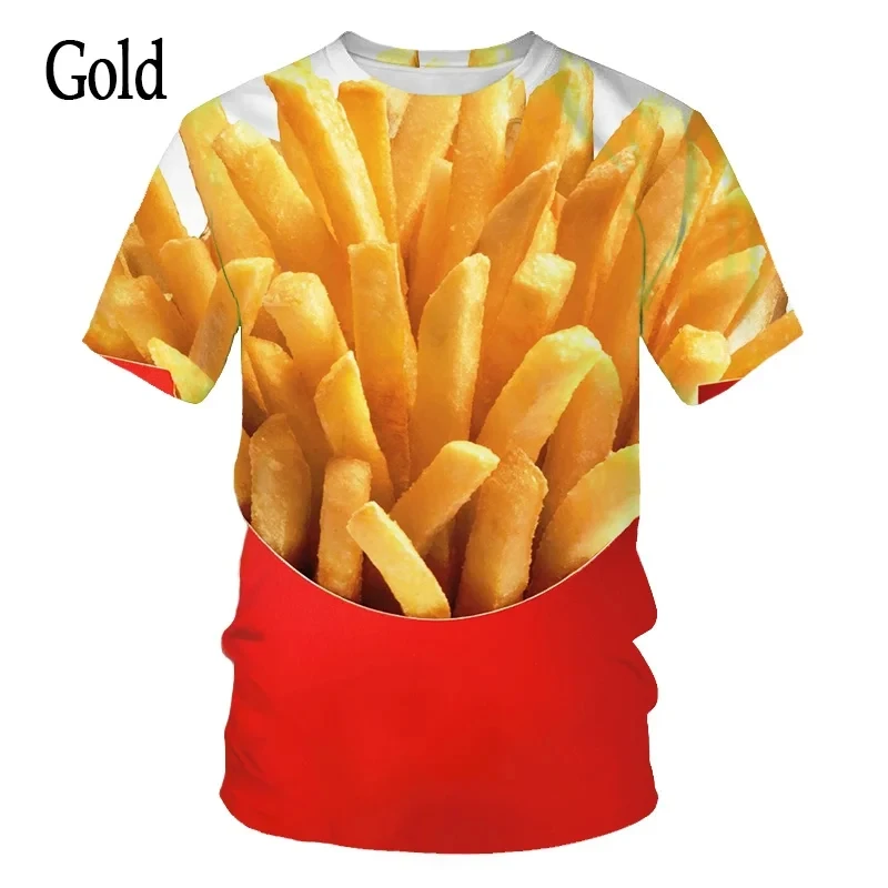 Hot Selling Food Burger French fries 3d Print Unisex Harajuku O-neck T shirt Casual Short Sleeve T-shirt Top Summer man clothing