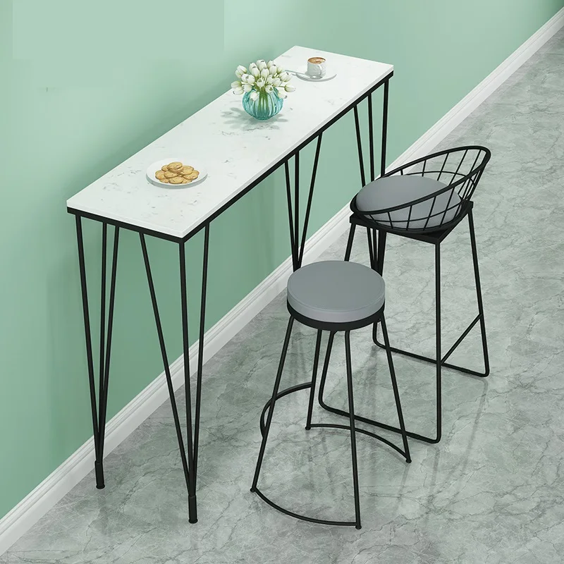 

Modern Dining Table Luxurious Golden Bar Table Long Strip High Leg Table Commercial Combination