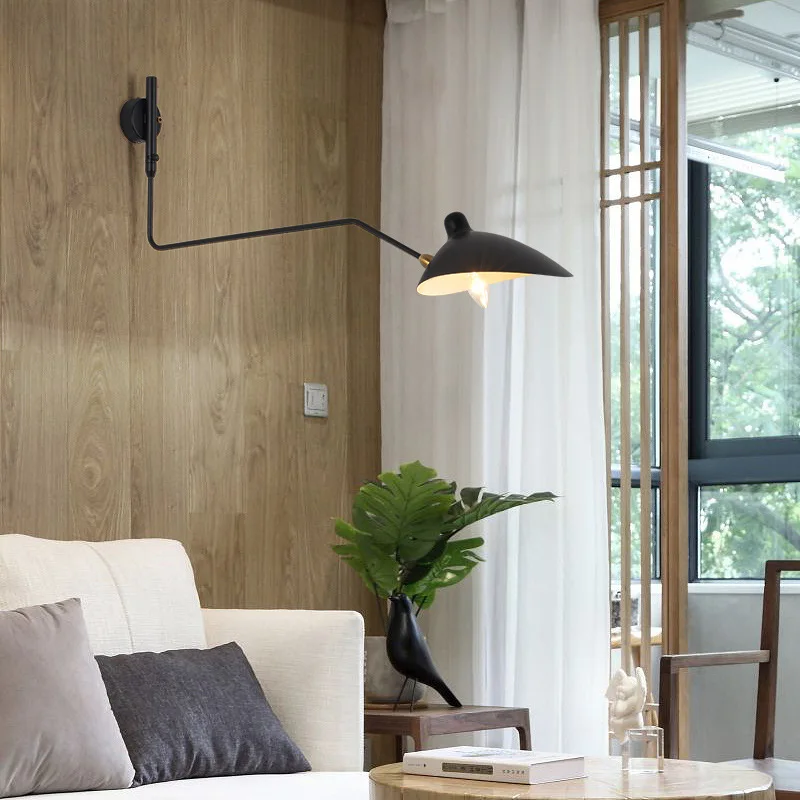 

Vintage industrial style wall lamp Nordic living room bedroom decoration adjustable angle French design long arm LED lamp