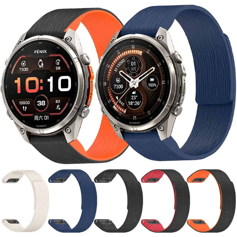 Quick Fit 20mm 22mm 26mm Silicone Strap for Garmin Fenix 9 Pro/9/8 51mm 47mm 43mm Magnetic Wristband for Garmin Enduro 3 2 Band
