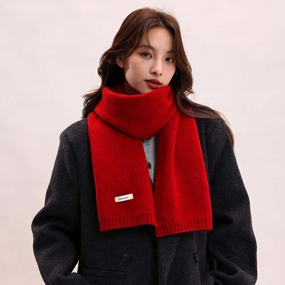 

Large Solid Color Knitting Wool Scarf Soft Windproof Long Thickened Neckscarf Versatile Classic Winter Warmer Scarf Couple