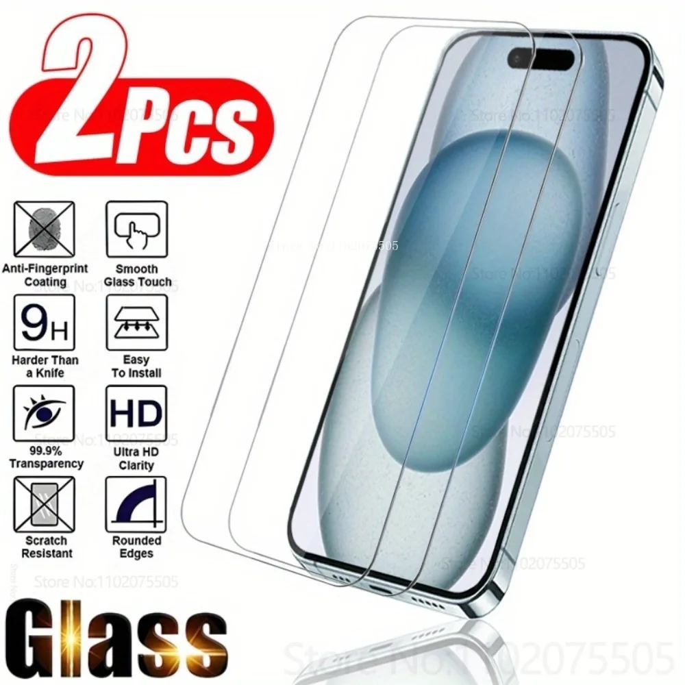 

2Pcs High-Definition Screen Protector for IPhone 17 Promax 16 15 Promax 17 Air Full HD Tempered Glass 11 12 13 Promax 14 15 Plus