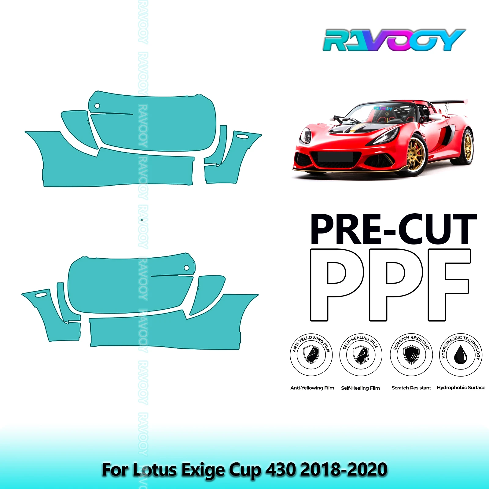 

For Lotus Exige Cup 430 2018-2020 8.5mil Clear Matte Pre-Cut PPF Door & A/B Pillar Kit TPU Paint Protection Film Set