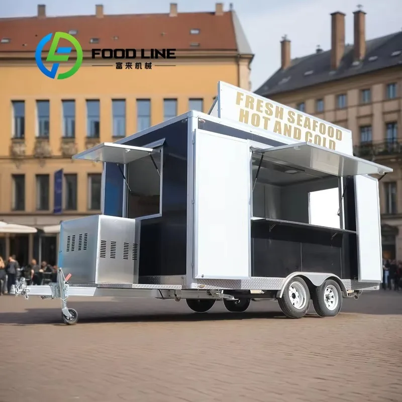 Custom Size Mobile Street Kitchen Food Truck Pizza Concession Bar & Tacos Restaurant Full Kitchen Features