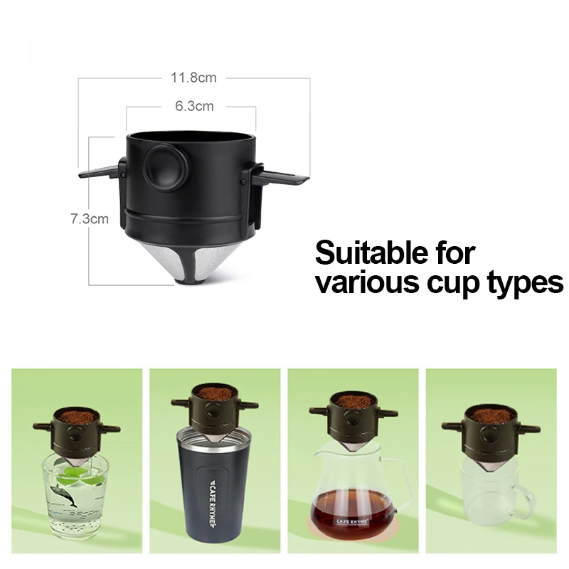 Portable Coffee Filter Stainless Steel Drip Coffee Tea Holder Reusable Paperless Pour Over Foldable Coffee Maker Dripper