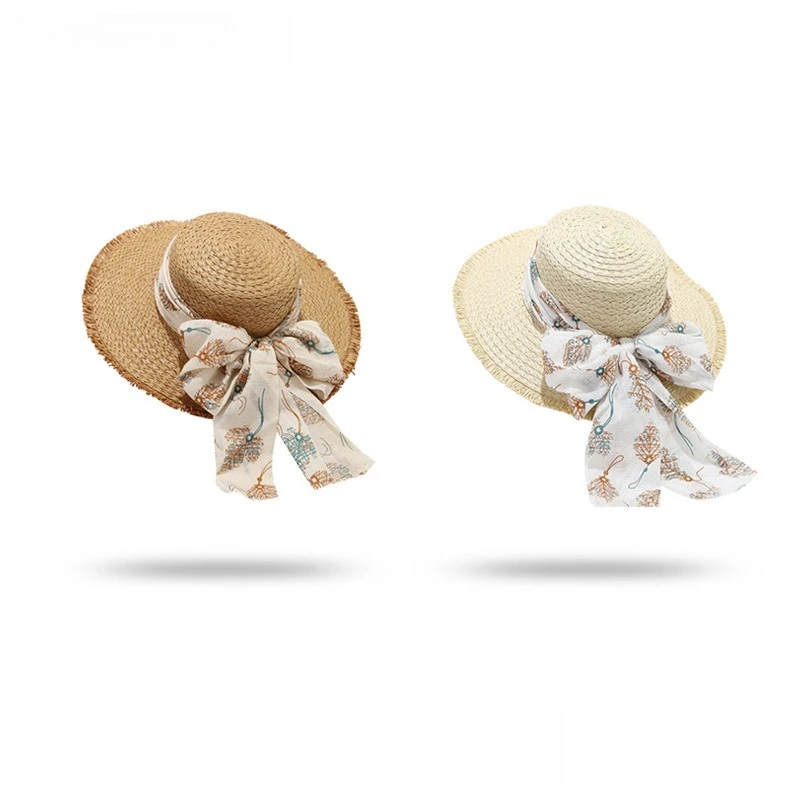 Elegant French Wide Brim Sun Hat, Summer Travel Bucket Hat with Decorative Ribbon, Perfect for Daily Casual Wear