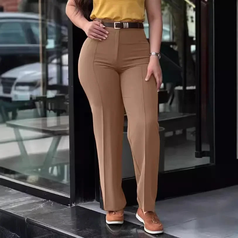 Calças casuais roupas femininas novo estilo bonito fresco e doce colagem calças de cintura alta elegante streetwear 2024 outono