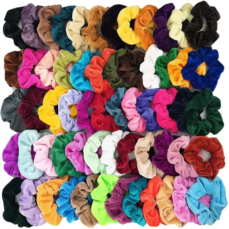 Luxury Velvet Scrunchie for Women 60 Colors Head Bands Soft Plush Gentle On Hair No Damage Elegant Ponytail Ties Daily Wear Gift