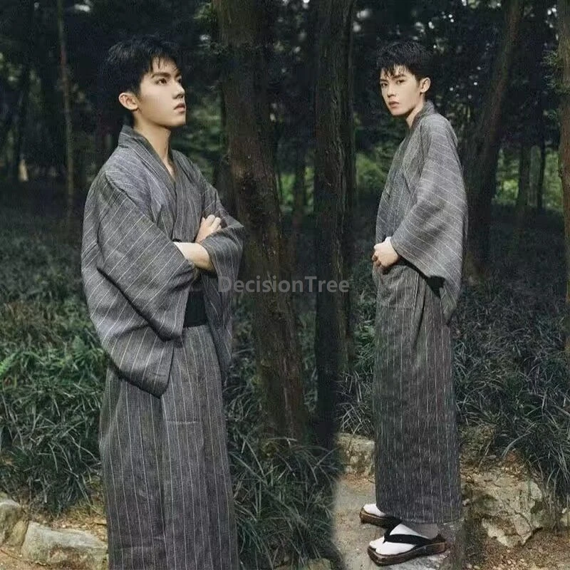 2025 japanese men's samurai kendo costume simple plain style swordsman outfit fashionable design sense traditional kimono